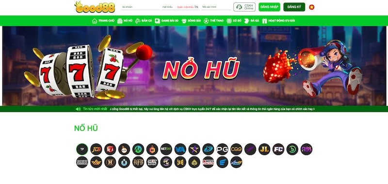 Hàng loạt game cược đặc sắc được quy tụ tại nhà cái Good88