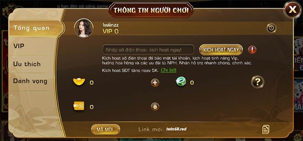 Cập nhập thông tin người chơi tại iwin