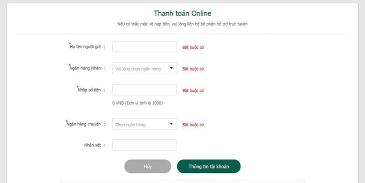 Lưu ý quan trọng khi nạp tiền Bet365