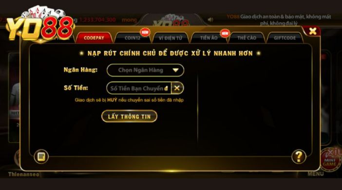 Cách nạp tiền vào cổng game qua Code Pay